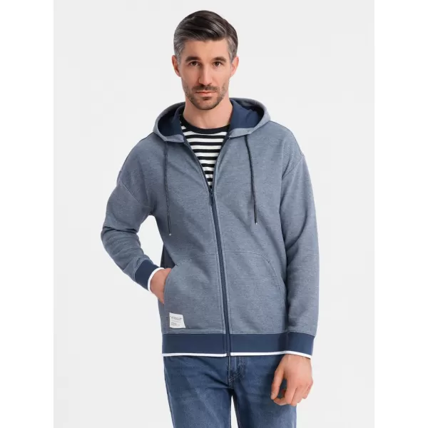 Pánska mikina OMBRE BLACK OM-SSZP-0210 NÁMORNÍCKA MODRÁ 