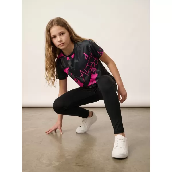  Detské prémiové funkčné tričko ALTISPORT VOJ/ALK076TR01 ČIERNA/FLUO RUŽOVÁ 