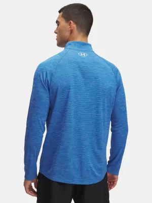 Pánske tričko UNDER ARMOUR UA TECH TEXTURED 1/2 ZIP 1382797-402 MODRÁ