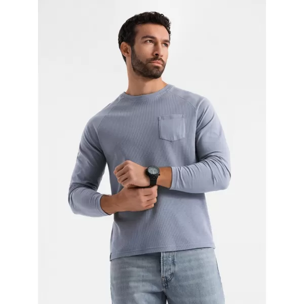  Pánske tričko OMBRE OM-LSCL-0109 MODRÝ DENIM 