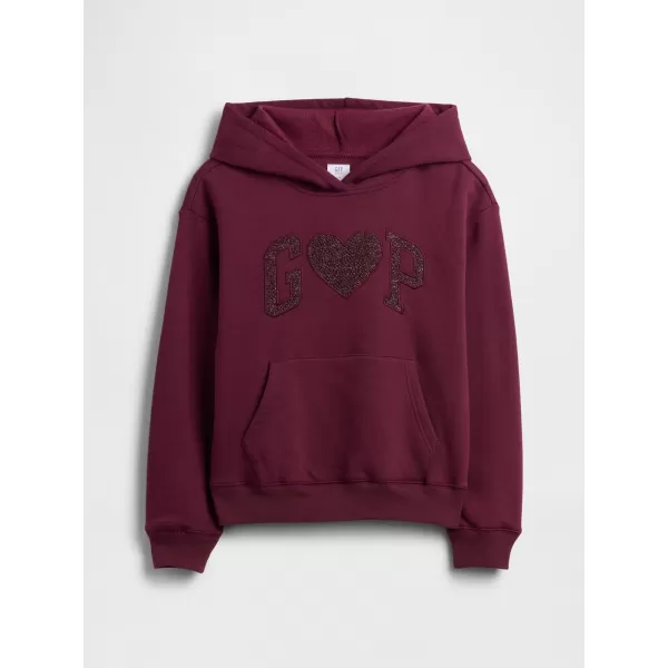  Detská mikina GAP LOGO HOODIE PULLOVER 839160-00 BURGUNDY LUREX 