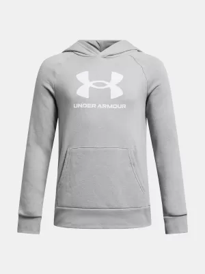 Chlapčenská mikina UNDER ARMOUR UA RIVAL FLEECE BL HOODIE 1379791-011 SIVÁ