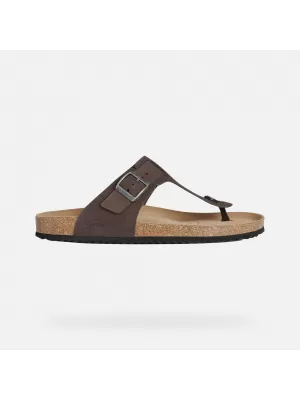 Pánske šľapky GEOX SANDAL GHITA G002573 TMAVO HNEDÁ