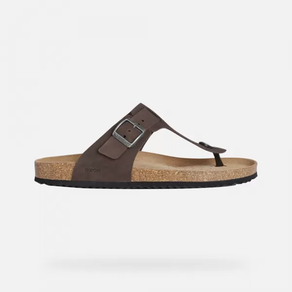  Pánske šľapky GEOX SANDAL GHITA G002573 TMAVO HNEDÁ 