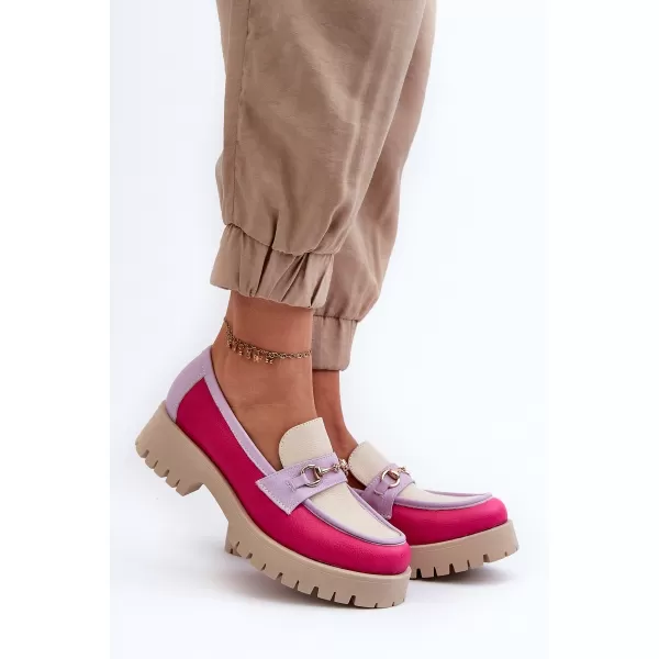  Dámske mokasíny ZAZOO 3475 BEIGE/FUSCHIA/LILA 