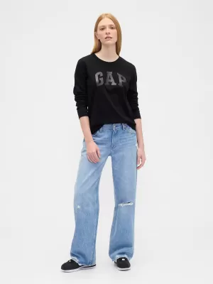 Dámske tričko GAP CREW LONGSLEEVE TEE 846968-02 BLACK