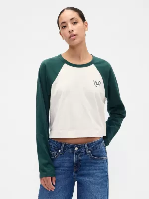 Dámske tričko GAP RAGLAN CROPPED TEE 846969-02 DEEP HUNTER