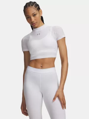 Dámske tričko UNDER ARMOUR HEATGEAR ELITE CROP MCK SS 6014710-100 BIELA