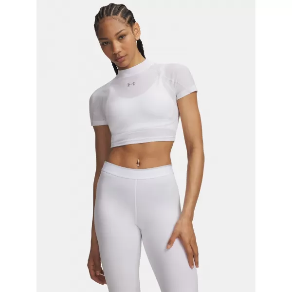  Dámske tričko UNDER ARMOUR HEATGEAR ELITE CROP MCK SS 6014710-100 BIELA 