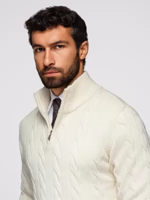 Pánsky sveter OMBRE OM-SWZS-0138 KRÉM