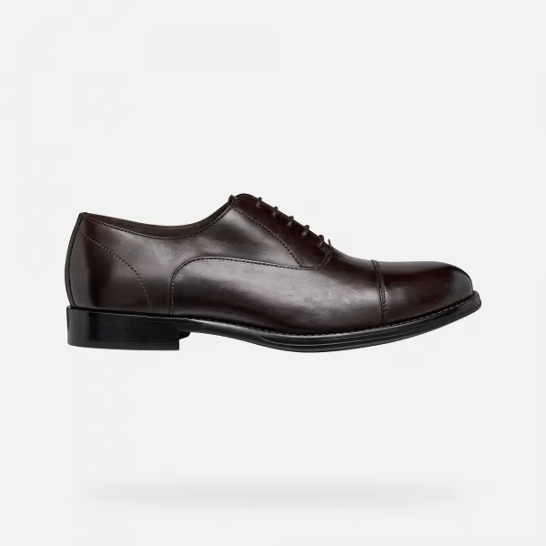  Pánske spoločenské topánky GEOX BARBERIGO G014409 TMAVO HNEDÁ 
