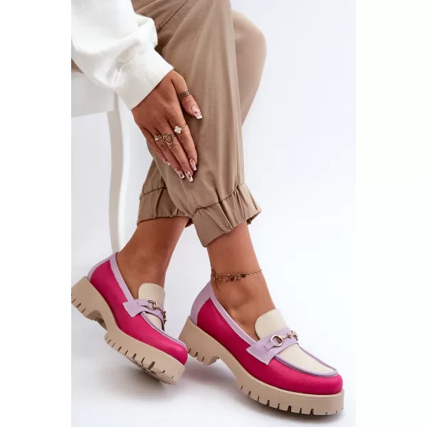  Dámske mokasíny ZAZOO 3475 BEIGE/FUSCHIA/LILA 