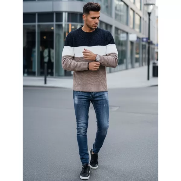  Pánsky sveter DSTREET WX2321 BÉŽOVÁ/TMAVO MODRÁ 