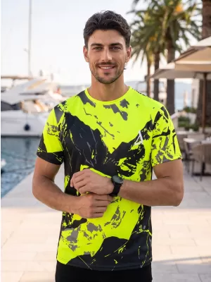 Pánske tričko premium ALTISPORT VOJ/ALM131TR01 FLUO YELLOW/ČIERNA