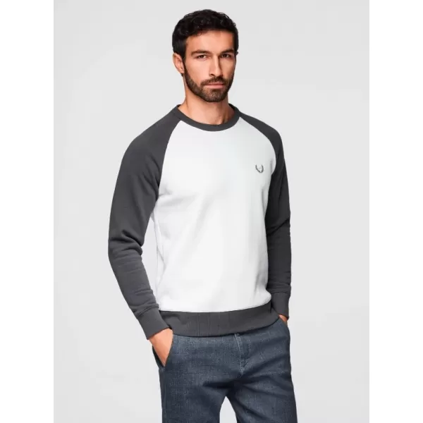  Pánska mikina OMBRE OM-SSNZ-0239 KRÉM A GRAFIT 