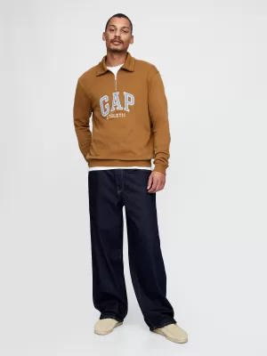 Pánska mikina GAP POLO HALF ZIP SWEATSHIRT 744734-00 BRIGHT BROWN