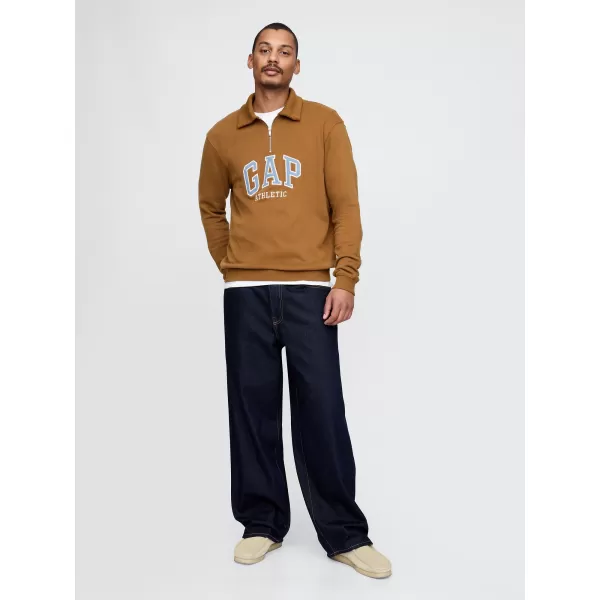  Pánska mikina GAP POLO HALF ZIP SWEATSHIRT 744734-00 BRIGHT BROWN 
