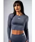 Bezšvový crop top s dlhými rukávmi POWER 892 GREY Nebbia