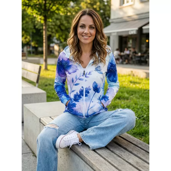 Dámska mikina na zips premium ALTISPORT VOJ/ALW127MI02 MODRÁ/FIALOVÁ 