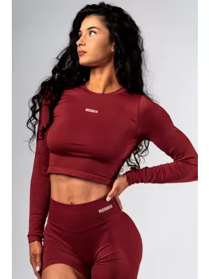 Bezšvový crop top s dlhými rukávmi POWER 892 RED Nebbia