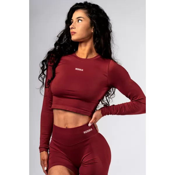  Bezšvový crop top s dlhými rukávmi POWER 892 RED Nebbia 