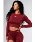 Bezšvový crop top s dlhými rukávmi POWER 892 RED Nebbia