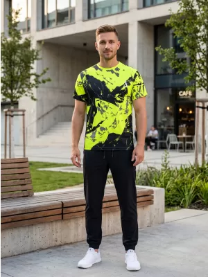 Pánske tričko premium ALTISPORT VOJ/ALM131TR01 FLUO YELLOW/ČIERNA