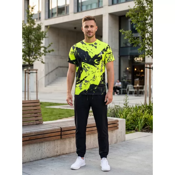  Pánske tričko premium ALTISPORT VOJ/ALM131TR01 FLUO YELLOW/ČIERNA 