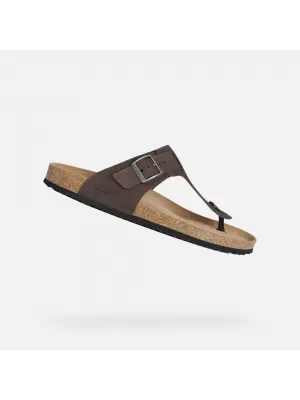 Pánske šľapky GEOX SANDAL GHITA G002573 TMAVO HNEDÁ