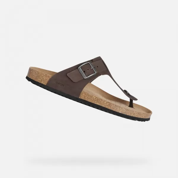  Pánske šľapky GEOX SANDAL GHITA G002573 TMAVO HNEDÁ 