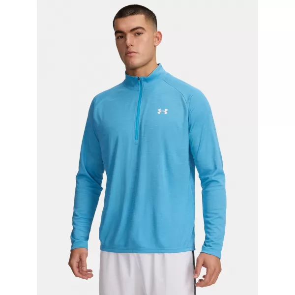  Pánske tričko UNDER ARMOUR UA TECH TEXTURED 1/2 ZIP 1382797-453 MODRÁ 