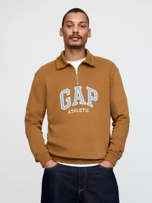 Pánska mikina GAP POLO HALF ZIP SWEATSHIRT 744734-00 BRIGHT BROWN