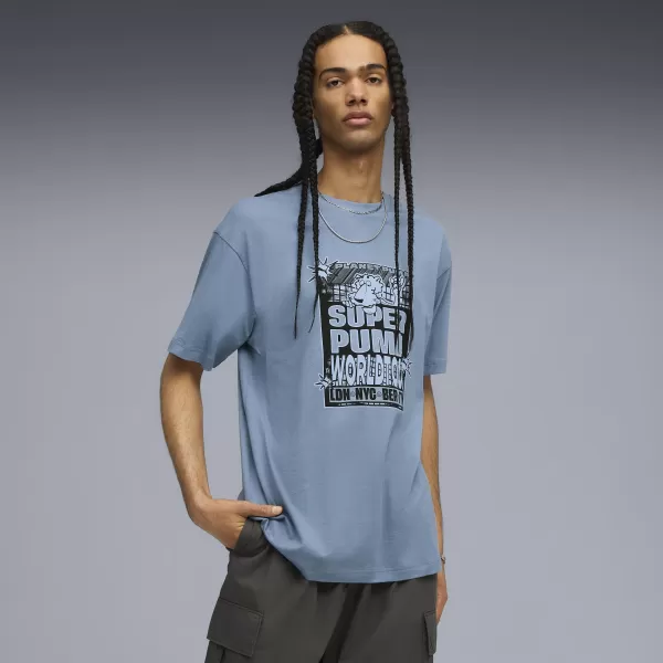  Pánske tričko PUMA GRAPHIC WORLD TOUR TEE 632112-34 CHLADNÁ MODRÁ 