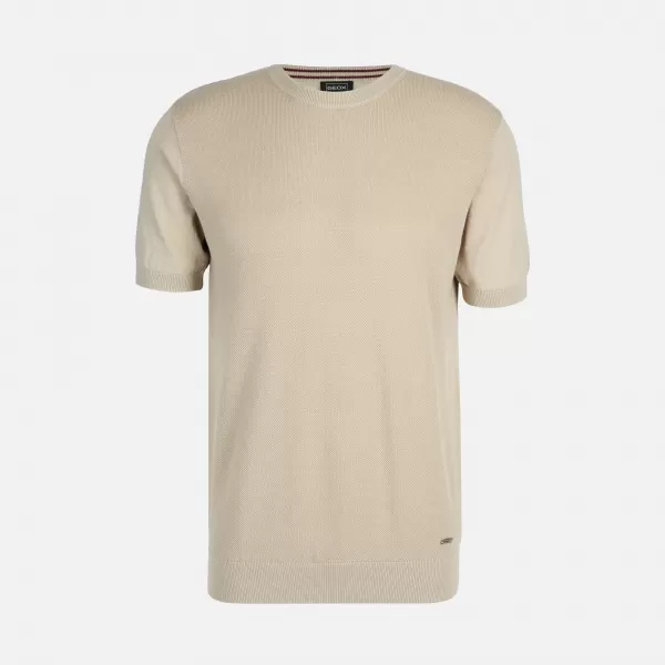  Pánske tričko GEOX KNIT G012316 BÉŽOVÁ 