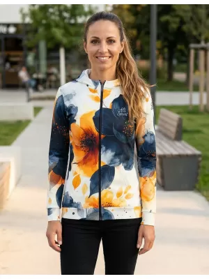 Dámska mikina na zips premium ALTISPORT VOJ/ALW127MI02 ČIERNA/ORANŽOVÁ