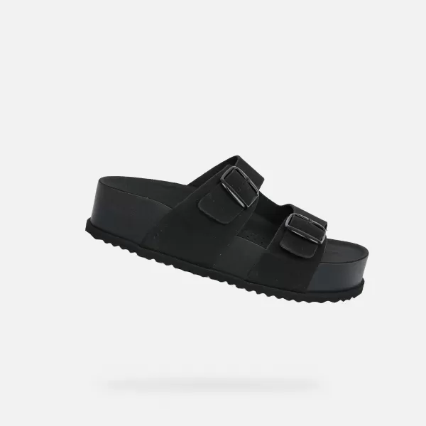  Dámske šľapky GEOX SANDYBETT HIGH G012956 ČIERNA 