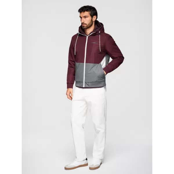  Pánska bunda OMBRE OM-JANP-0242 BURGUNDY-GRAY 