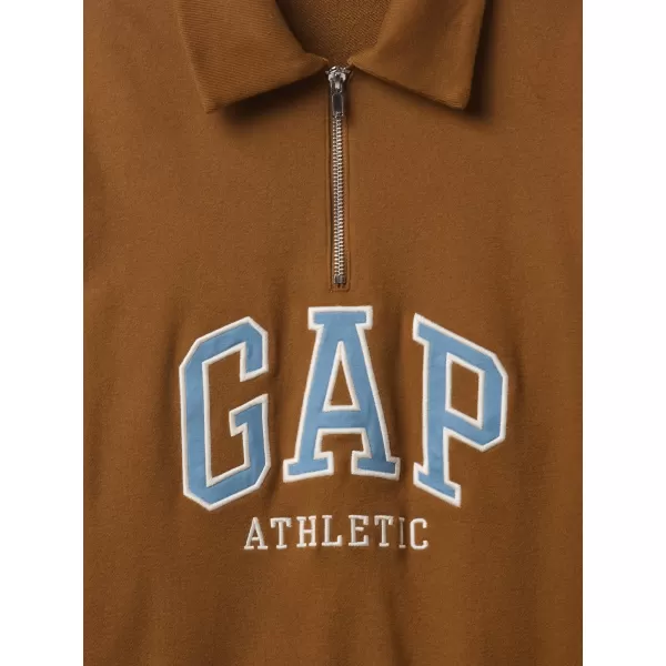  Pánska mikina GAP POLO HALF ZIP SWEATSHIRT 744734-00 BRIGHT BROWN 
