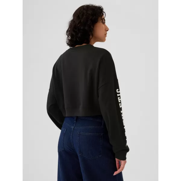  Dámska mikina GAP DROP SHOULDER SUPER CROP SWEATSHIRT 498952-02 TRUE BLACK 