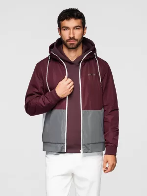 Pánska bunda OMBRE OM-JANP-0242 BURGUNDY-GRAY