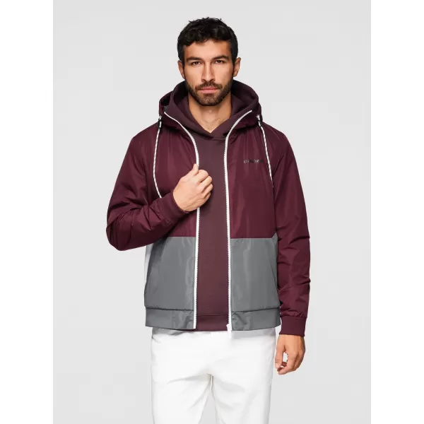 Pánska bunda OMBRE OM-JANP-0242 BURGUNDY-GRAY 