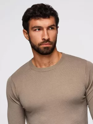 Pánsky sveter OMBRE OM-SWBS-0106 TMAVO BÉŽOVÁ