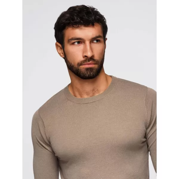  Pánsky sveter OMBRE OM-SWBS-0106 TMAVO BÉŽOVÁ 