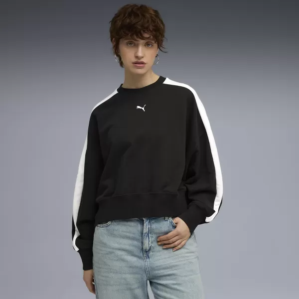  Dámska mikina PUMA T7 OVER-OVERSIZED CREW 633439-01 PUMA ČIERNA 