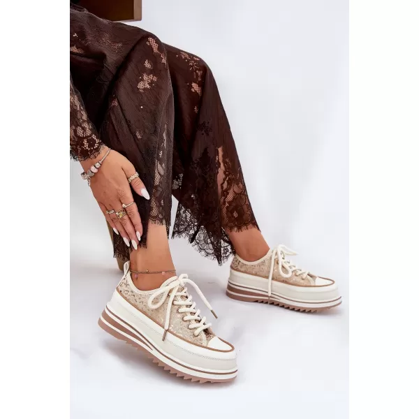  Dámske tenisky S.BARSKI BF51-101 BEIGE 