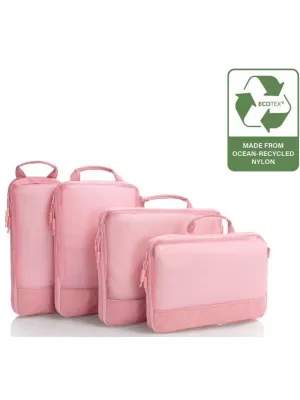 Kufor HEYS Ecotex Compression Packing Cube 4 Pc Set PINK SAND