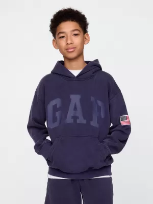 Detská mikina GAP LOGO PULLOVER HOODIE 782130-00 NAVY UNIFORM