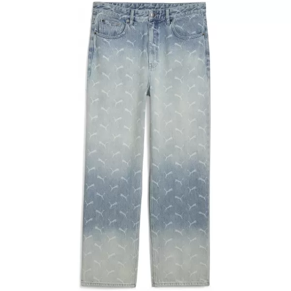  Pánske nohavice PUMA ROCKY LASER MONOGRAM DENIM 633428-01 VYBLEDNUTÝ DENIM/AOP 