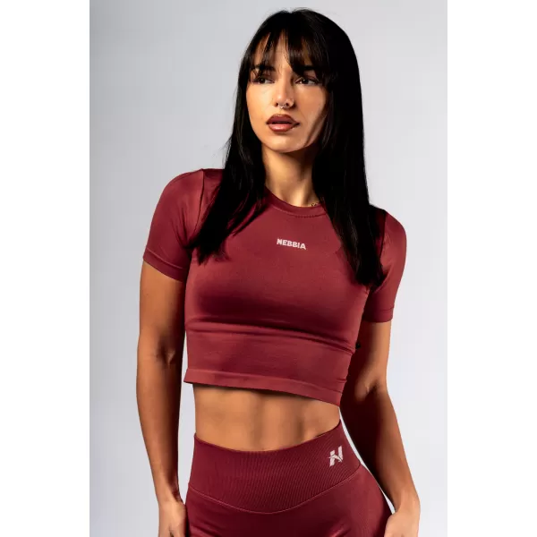  Bezšvový crop top s krátkym rukávom POWER 891 RED Nebbia 