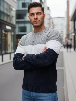 Pánsky sveter DSTREET WX2320 TMAVOMODRÁ/SVETLOSIVÁ
